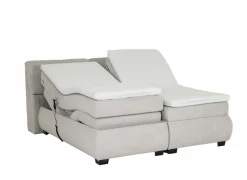 Boxspring Reynosa Gel 180x200cm - stof - zilver met opbergruimte & elektrisch
