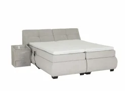 Boxspring Reynosa Gel 180x200cm - stof - zilver met opbergruimte & elektrisch