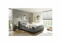 Boxspring Reynosa Gel 180x200cm - stof - grafiet met opbergruimte & elektrisch