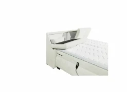 Boxspring Reynosa Gel 180x200cm - stof - ivoor met opbergruimte & elektrisch