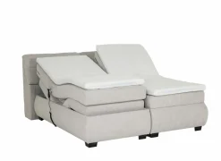 Boxspring Reynosa 180x200cm - stof - zilver met opbergruimte & elektrisch