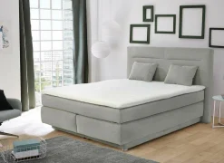 Boxspring Simone 160x200cm - stof - lichtgrijs met opbergruimte