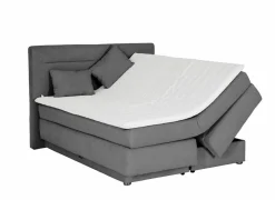Boxspring Simone 160x200cm - stof - middengrijs met opbergruimte