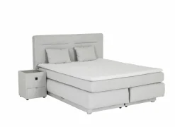 Boxspring Simone 160x200cm - stof - ecru met opbergruimte