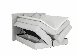 Boxspring Simone 160x200cm - stof - ecru met opbergruimte