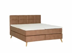 Skagen Boxspring 180x200cm - lederlook - cognac