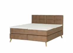Skagen Boxspring 180x200cm - lederlook - cognac