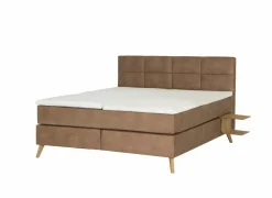 Skagen Boxspring 180x200cm - lederlook - cognac