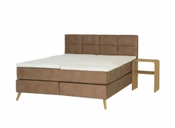 Skagen Boxspring 180x200cm - lederlook - cognac
