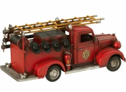 J line Brandweerwagen Antiek 31x12x14cm - metaal - rood