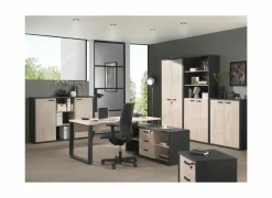 Bureau Capo 2 200x80x73cm - decor & melamine - kastanje & zwart