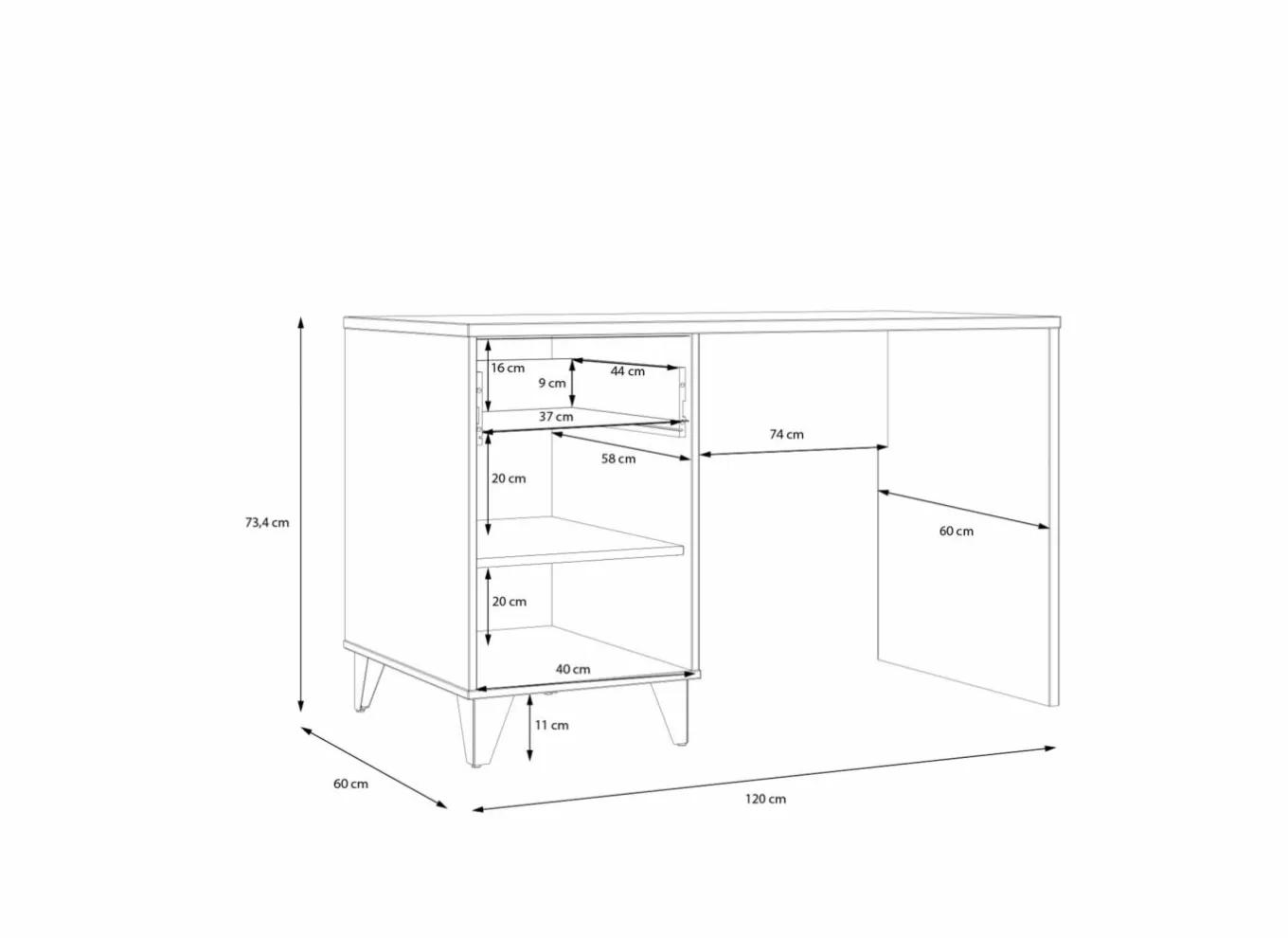 Bureau Lya 120x60cm - decor - cabezone oak & mauvella oak