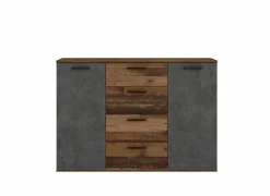 Commode Attaylar 130x36x91cm - decor - oldwood vintage & donkergrijs