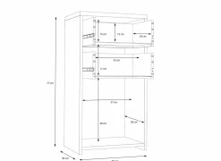 Commode Best Chest 40x30x78cm - decor - artisanale eik & wit