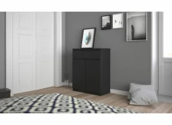 Commode Naia 80x40x101m - melamine - mat zwart