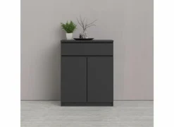 Commode Naia 80x40x101m - melamine - mat zwart