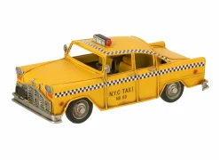 J line Deco Taxi Antiek  28x12,5x11cm - metaal - geel