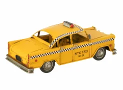 J line Deco Taxi Antiek  28x12,5x11cm - metaal - geel