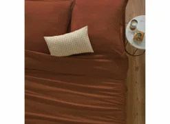 Dekbedovertrek 240x220cm - katoen - terracotta excl. kussenslopen