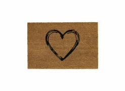 Deurmat E-Coco Heart 40x60cm - kokos - naturel & zwart