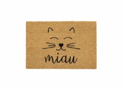 Deurmat E-Coco Miau 40x60cm - kokos - naturel & zwart