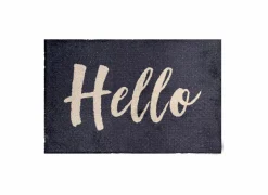 Deurmat Hello 50x75cm - microvezel - zwart