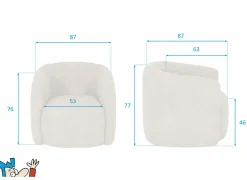 Draaifauteuil Alken 87x87x77cm - stof - roze