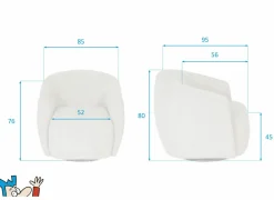 Draaifauteuil Gela 85x95x80cm - stof - lichtbruin