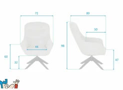 Draaifauteuil Oceano 72x80x98cm - stof greige