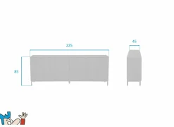 Dressoir Aquilano 225cm - acacia massief - zwart