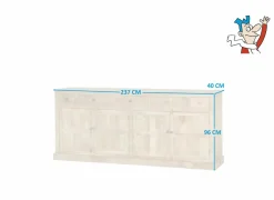 Dressoir Capriccio 237cm  - mango massief - naturel