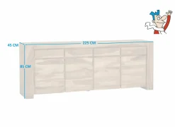 Dressoir Carbone  225cm - sheesham massief & decor - naturel