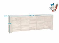Dressoir Carbone 250cm - sheesham massief & decor - naturel