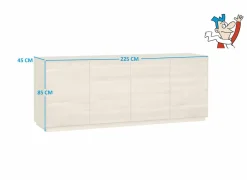 Dressoir Caviar 225cm - eik massief & decor - naturel