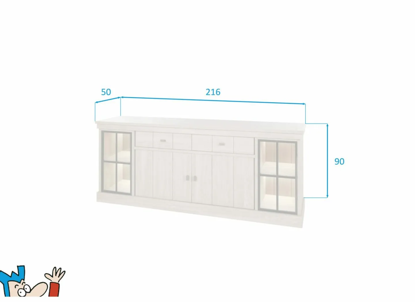 Dressoir 216cm - decor - natuurlijke olm