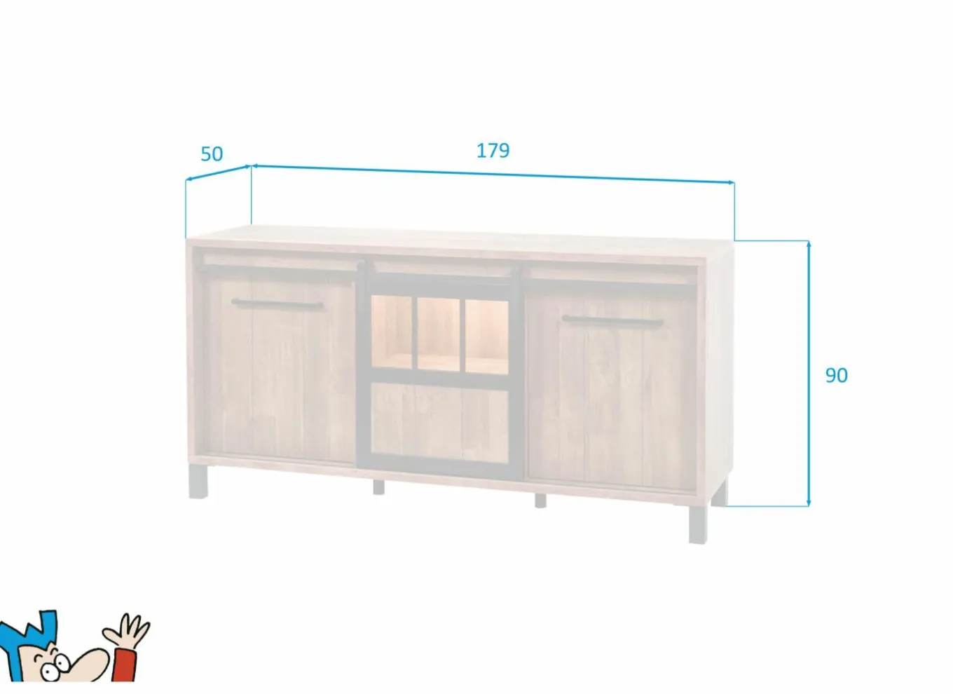 Dressoir 179cm - decor - old teak & matt black