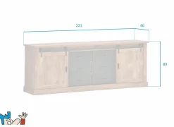 Dressoir Elon 221cm - decor - acacia & zwart