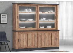 Dressoir Etienne 221cm - decor - industriële eik & zwart