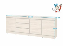 Dressoir Marnix 248cm - decor - bruin