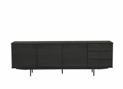 Dressoir Mauri 240cm - eik massief & decor - zwart