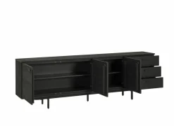 Dressoir Mauri 240cm - eik massief & decor - zwart