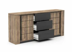 Dressoir Monaco 206cm - decor - saloon eik & zwart