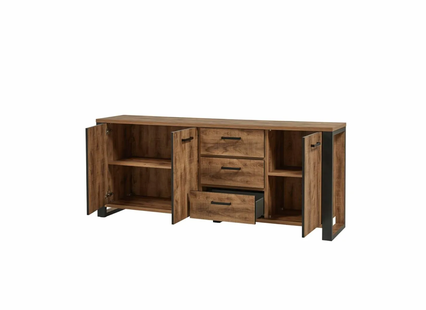 Dressoir Onno 225cm - decor - bruin & zwart