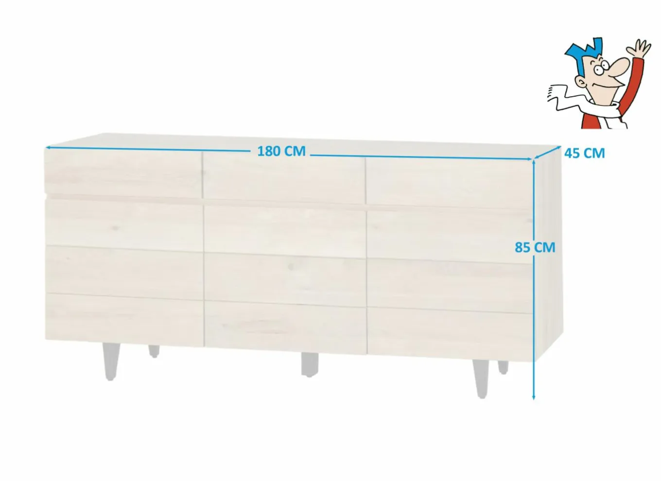 Dressoir Palacio 180cm - eik massief & decor- naturel