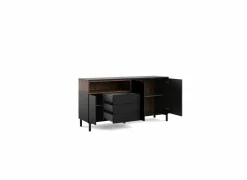 Dressoir Roomers 176cm - spaanplaat - zwart & walnoot