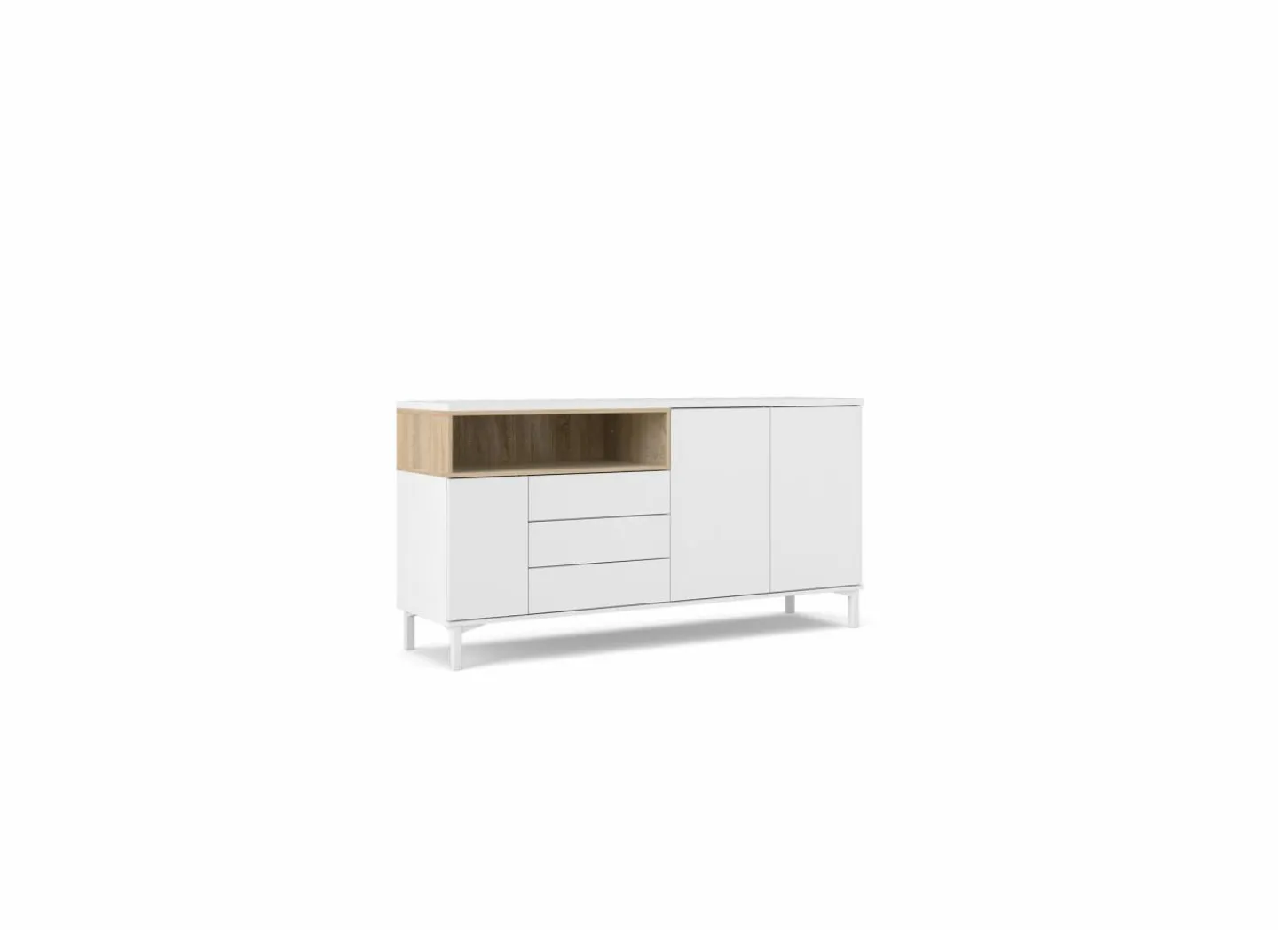 Dressoir Roomers 176cm - spaanplaat - witte eik