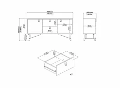 Dressoir Ry 151cm - decor - bruin & zwart