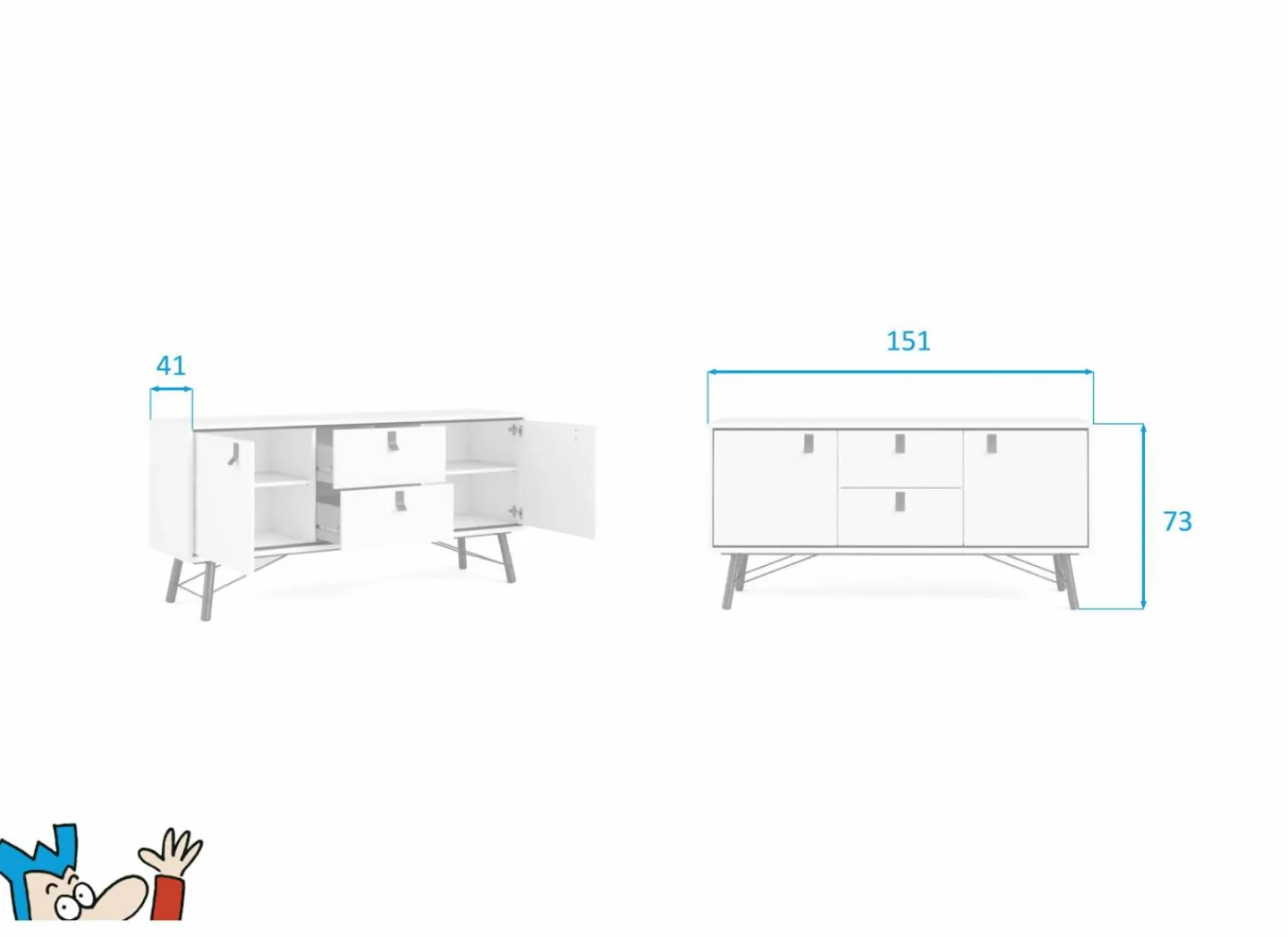 Dressoir Ry 151cm - decor - wit