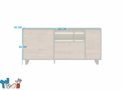 Dressoir Sewill 181cm - decor - eik & zwart