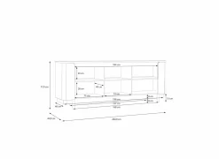Dressoir Vodol 205cm - decor - zand & zwart